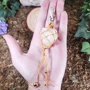 Raw Quartz Crystal Keychain #15